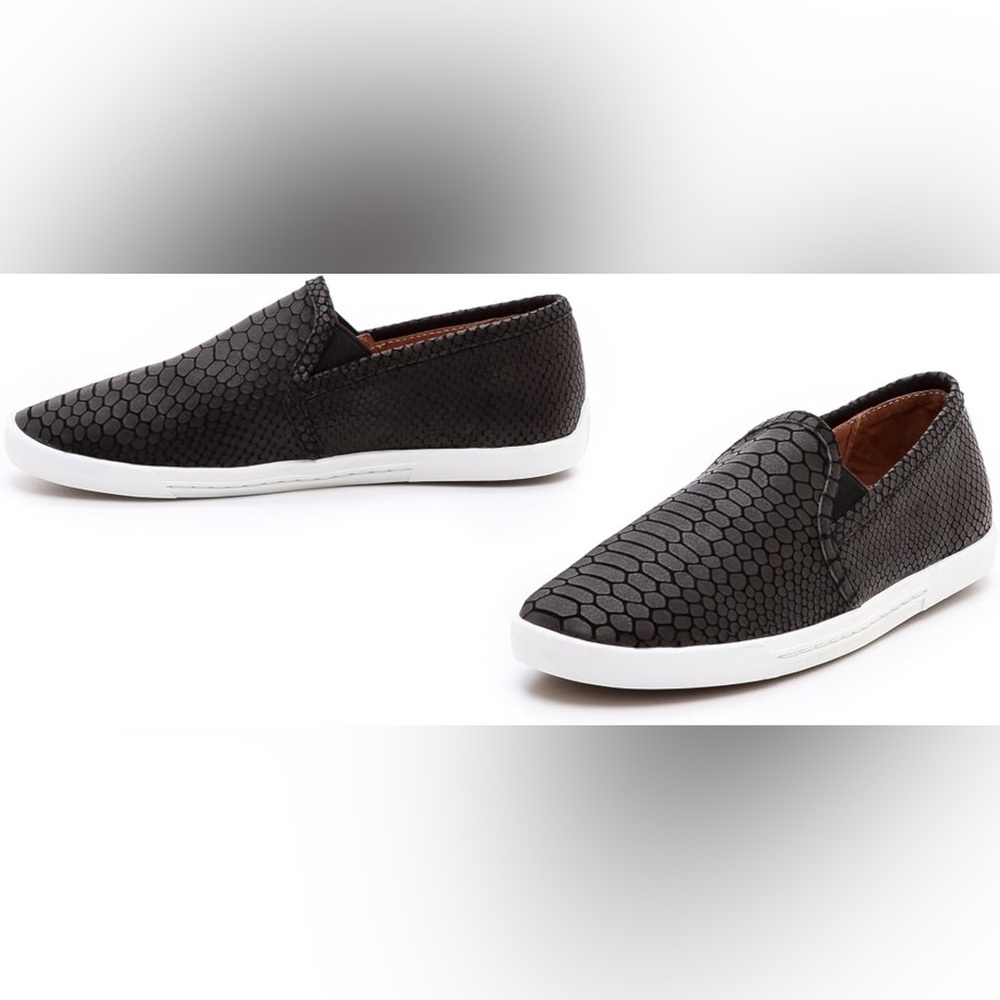 Joie Black Snakeskin Embossed Leather Sneakers